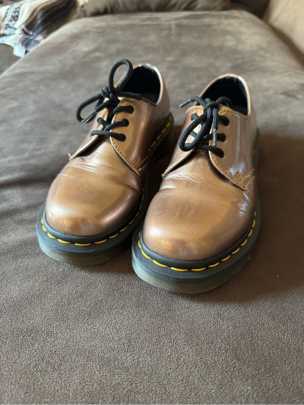 Vintage Dr. Martens patent copper brown vegan leather oxford